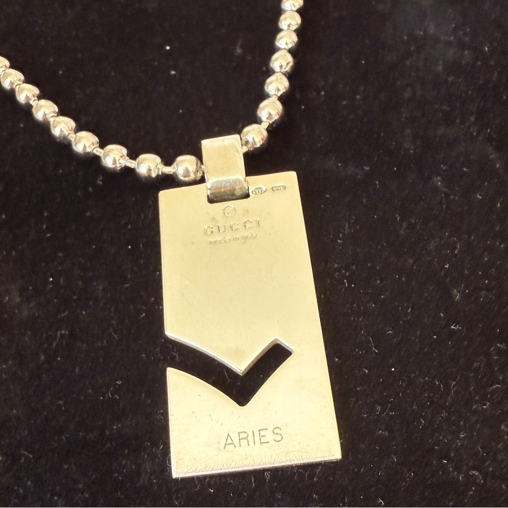 Gucci Silver Aries Zodiac Pendant Necklace